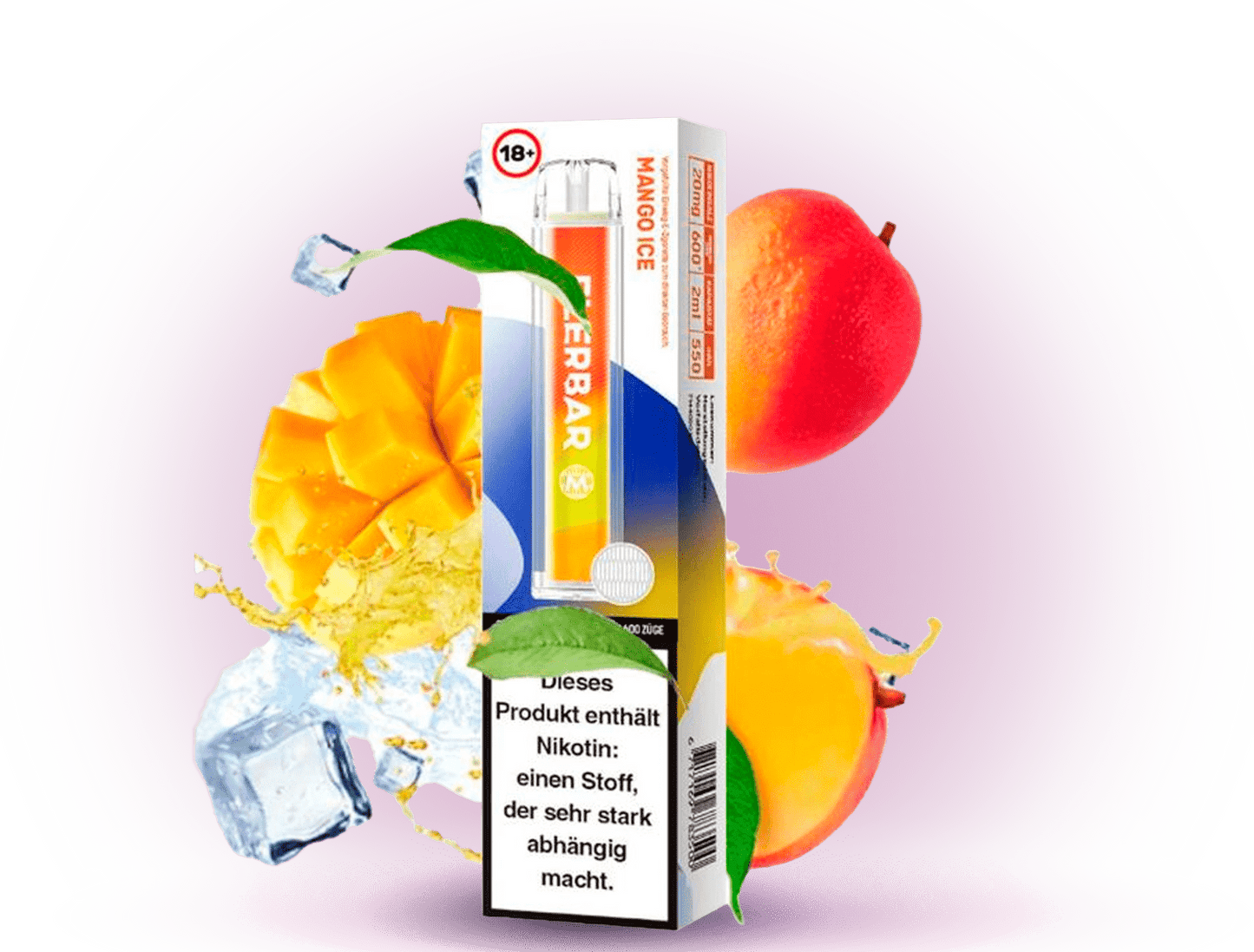 FLERBAR Mango Ice - Einweg-E-Zigarette mit frischem Mango-Geschmack und kühlem Eis für ein erfrischendes Dampferlebnis.