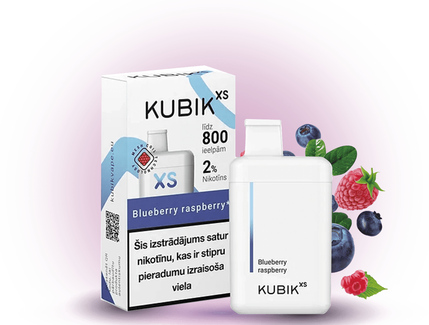 KUBIK XS 800 Blueberry Raspberry – Einweg-E-Zigarette, 800 Züge, 20mg