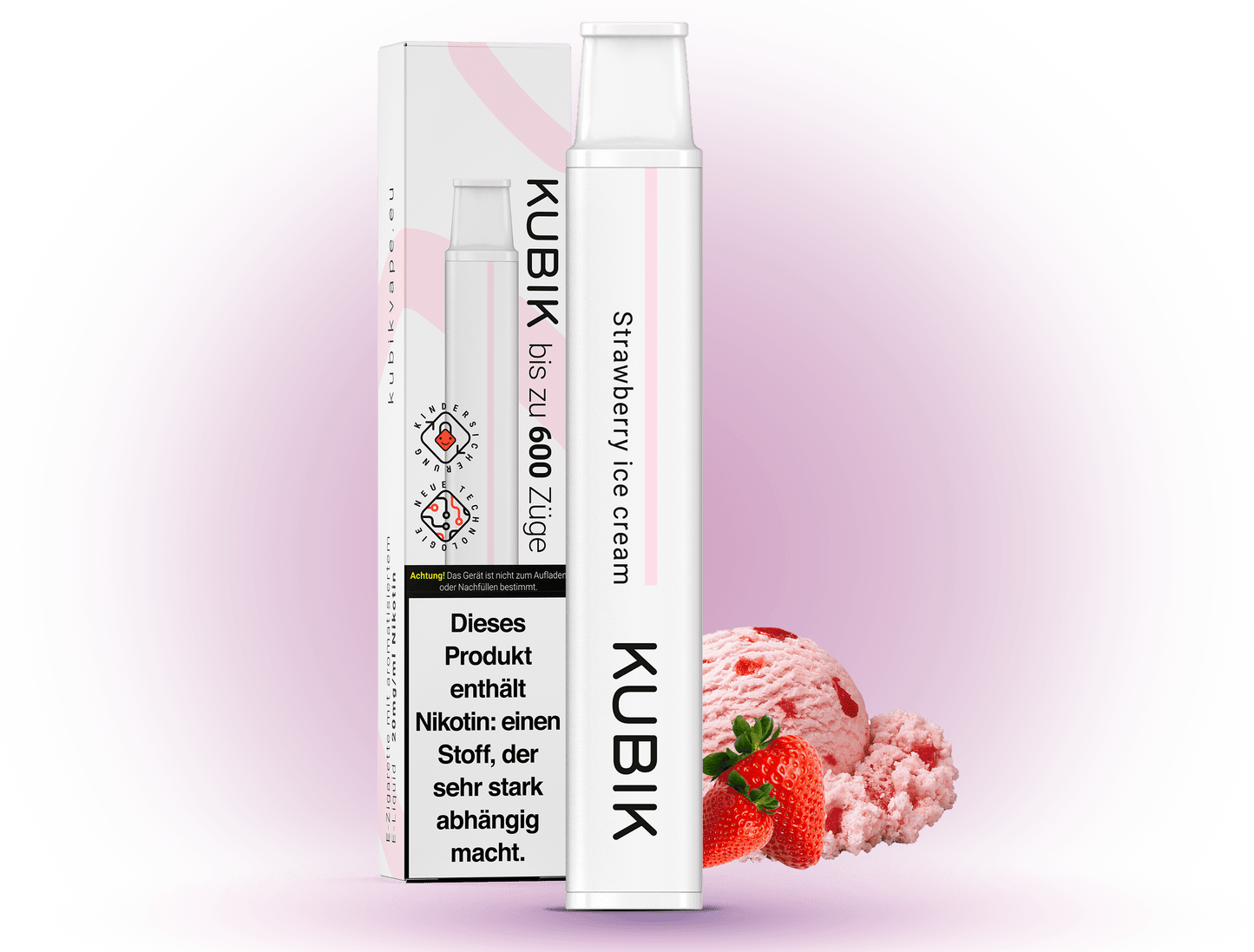 Kubik 600 Strawberry-Ice-Cream – Einweg-E-Zigarette mit 20mg