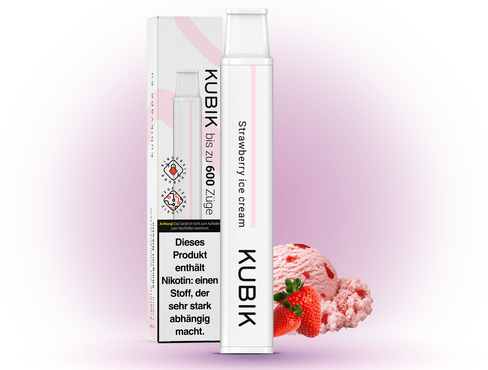 Kubik 600 Strawberry-Ice-Cream – Einweg-E-Zigarette mit 20mg