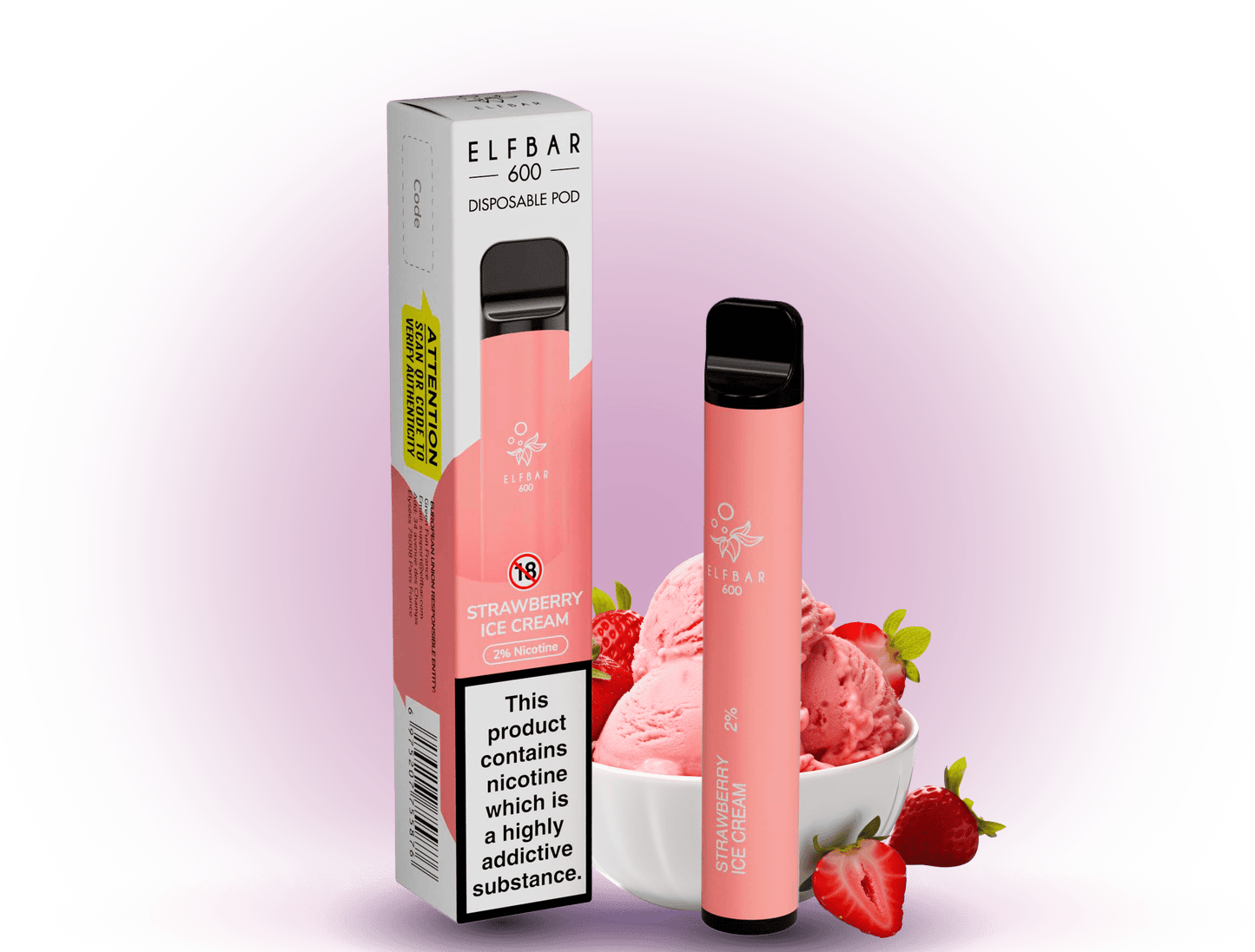 Elfbar 20mg/ml Strawberry Ice Cream – Köstliches E-Liquid für Vapes