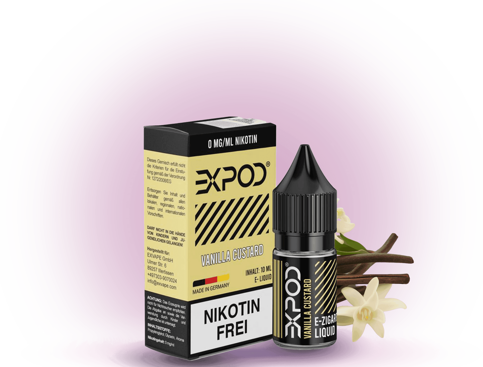 Expod Liquid Vanilla - E-Liquid mit sanftem Vanillegeschmack für ein cremiges und süßes Dampferlebnis.