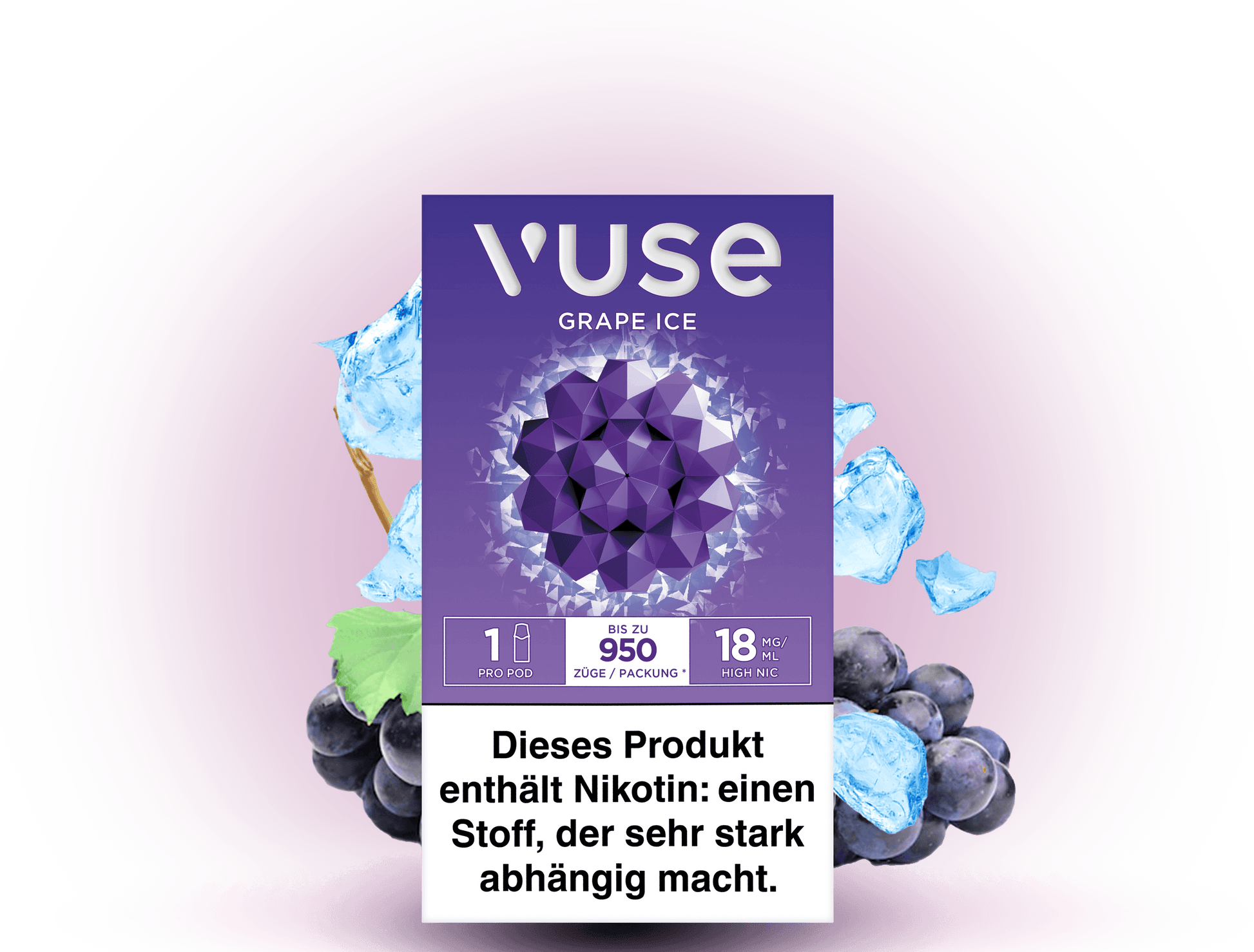 Vuse Caps Grape Ice 18mg – Aromakapseln mit erfrischendem Trauben-Eis-Geschmack und 18 mg/ml Nikotin für Vuse E-Zigaretten.