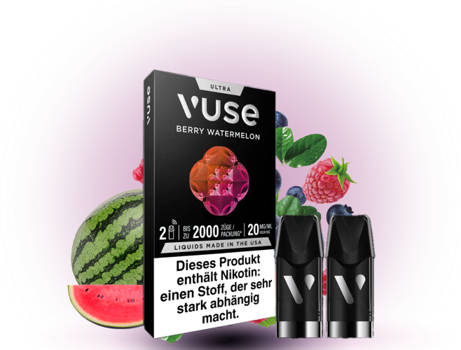 Vuse Berry Watermelon S18mg E-Zigaretten-Kapseln mit 1900 Zgen | Vape4ME Vuse Berry Watermelon S18mg E-Zigaretten-Kapseln mit 1900 Zgen | Vape4ME