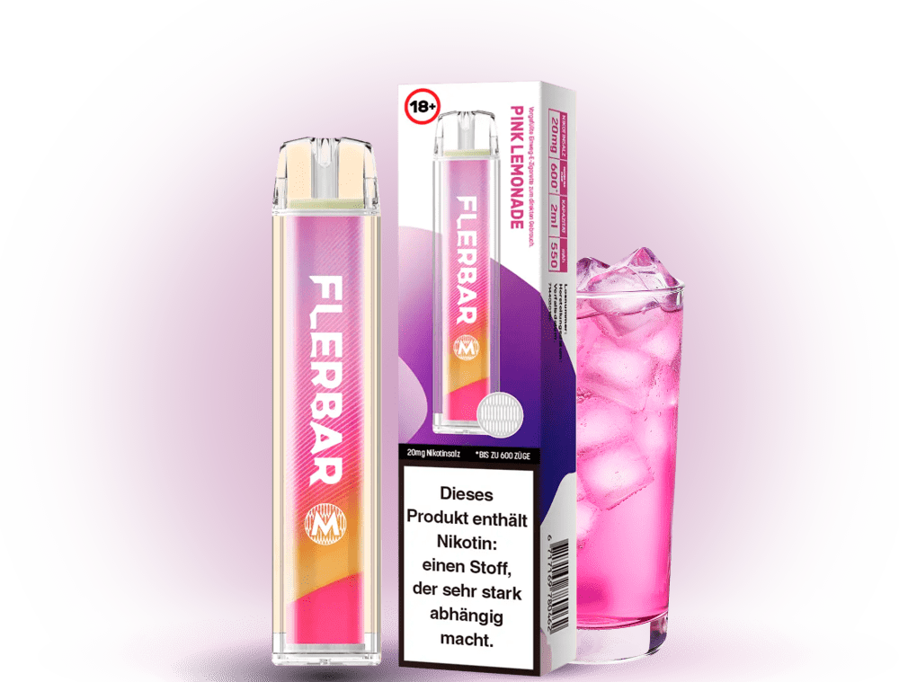 FLERBAR Pink Lemonade 20mg disposable e-cigarette with pink lemonade flavor