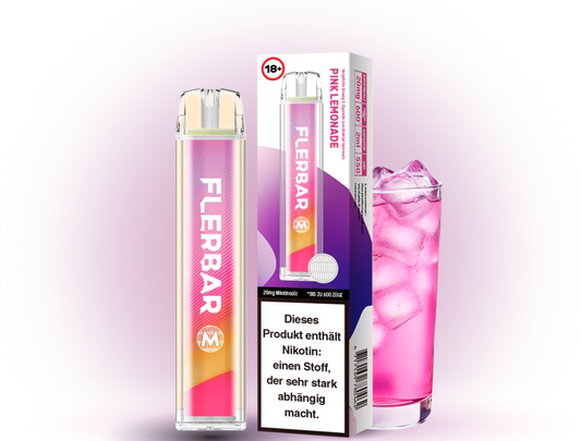 FLERBAR Pink Lemonade 20mg disposable e-cigarette with pink lemonade flavor