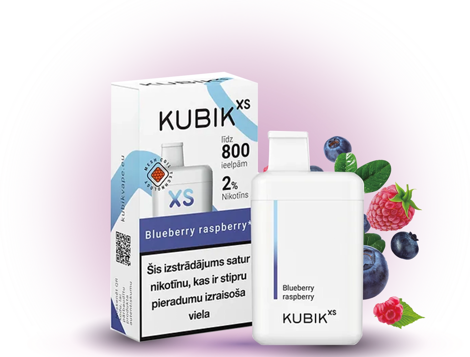 KUBIK XS 800 Blueberry Raspberry – Einweg-E-Zigarette, 800 Züge, 20mg