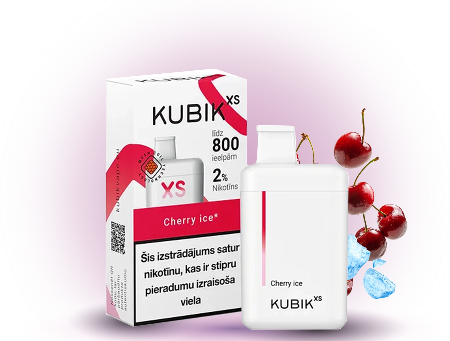 KUBIK XS 800 Cherry Ice – Einweg-E-Zigarette, 800 Züge, 20mg Nikotin