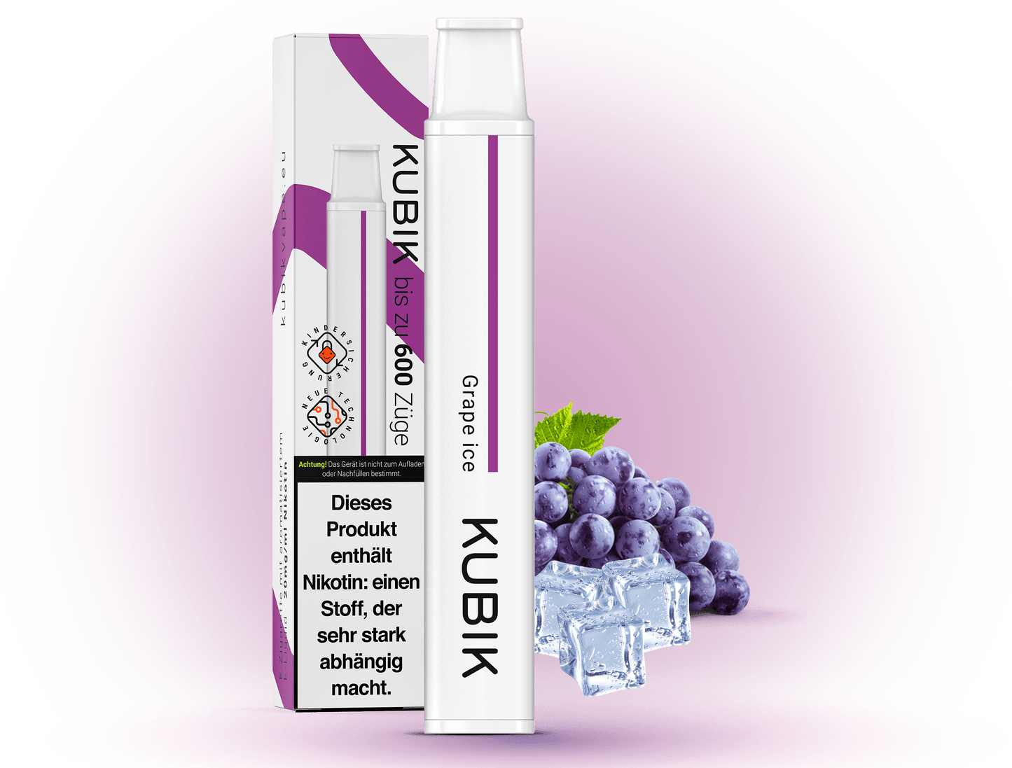 Kubik Grape Ice – Einweg E-Zigarette 20mg Nikotin, Fruchtig und Frisch