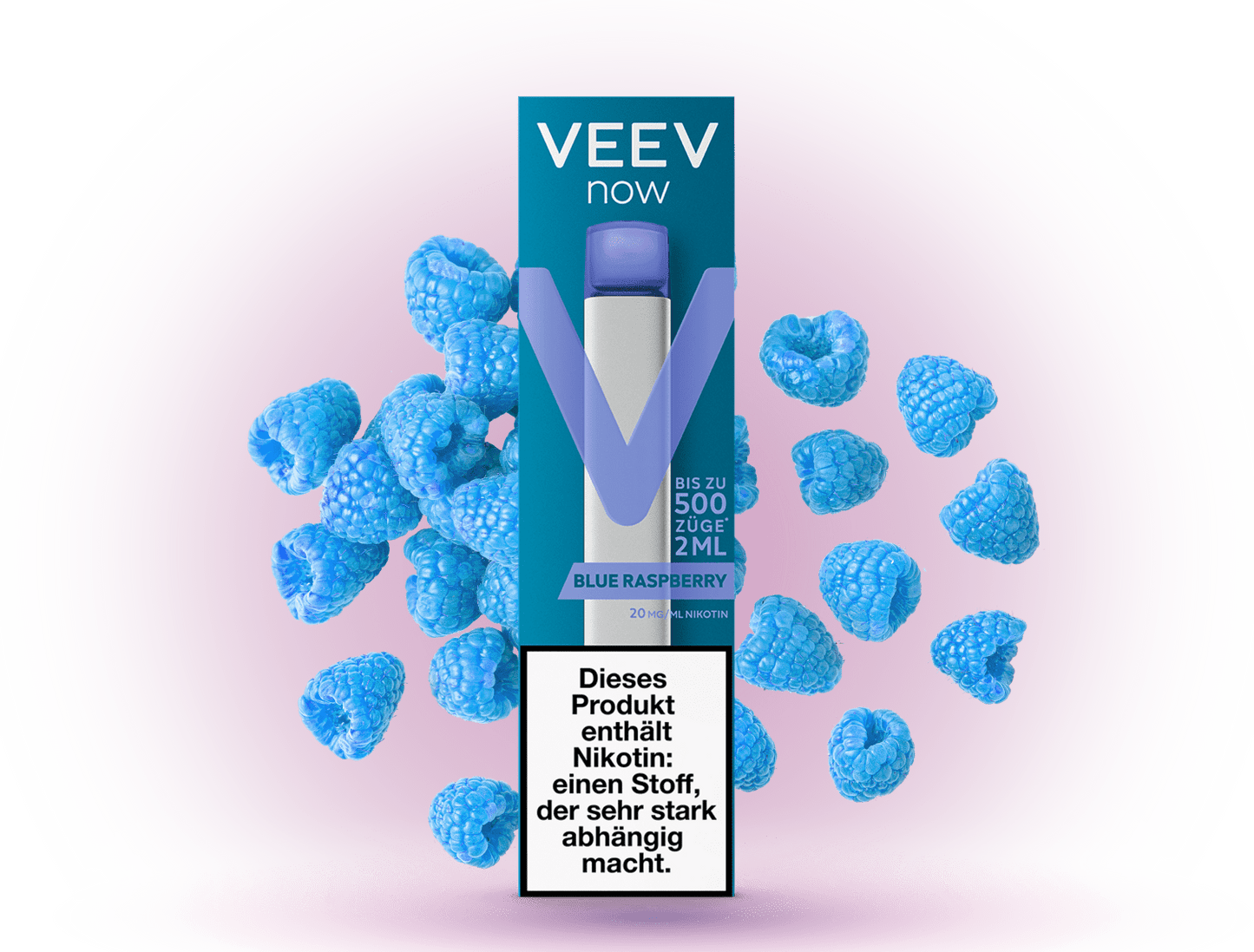 VEEV Now Blue Raspberry - Einweg-E-Zigarette mit intensivem Blue Raspberry Geschmack für ein süßes und erfrischendes Dampferlebnis.