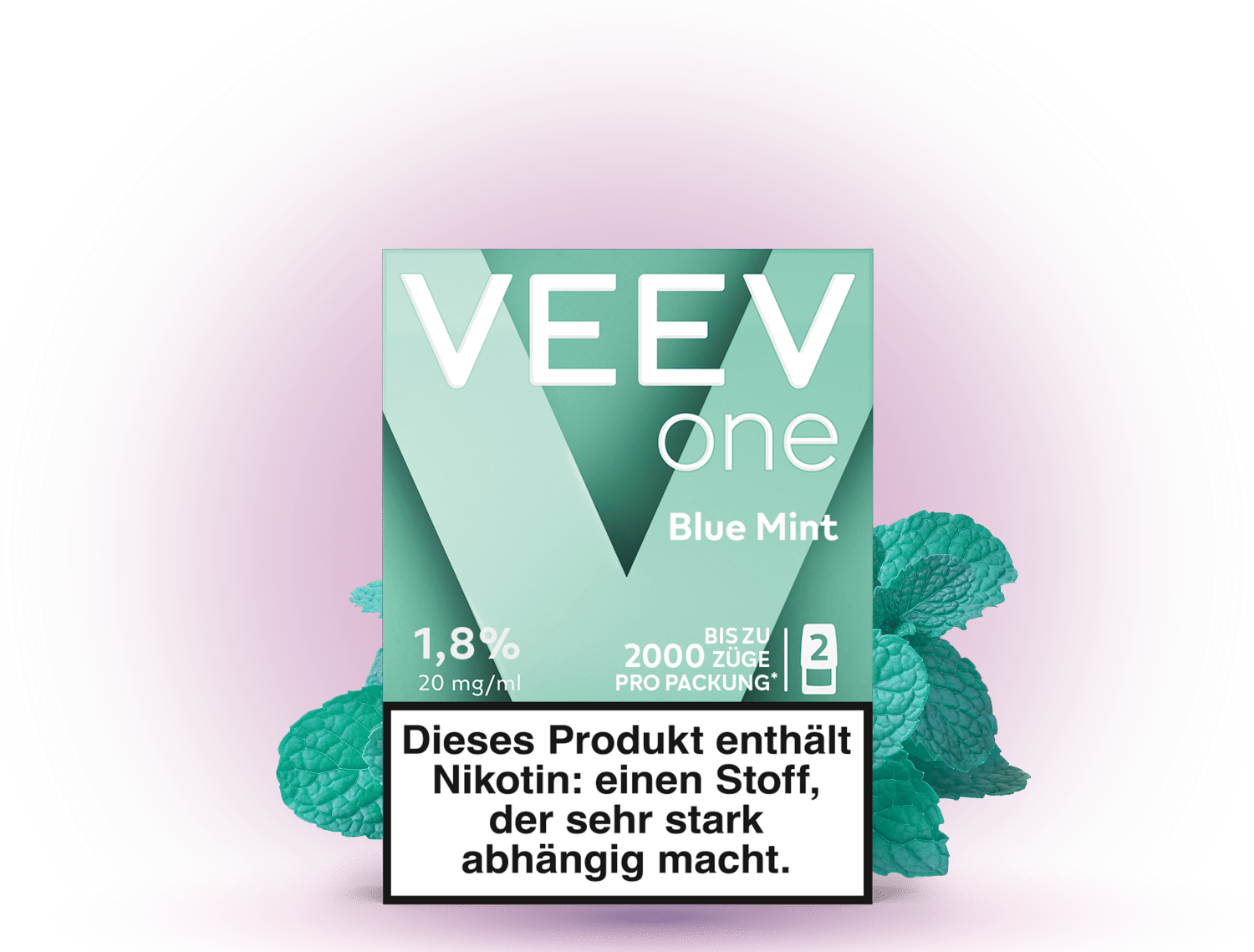 VEEV One Pods Blue Mint – Pods für VEEV E-Zigaretten mit erfrischendem Blaubeer-Minz-Geschmack und 20 mg/ml Nikotin.