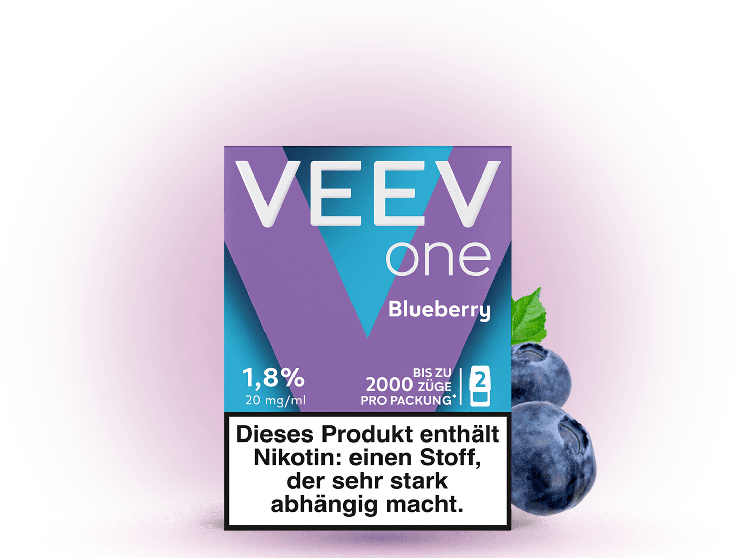 VEEV One Pods Blueberry – Pods für VEEV E-Zigaretten mit intensivem Blaubeer-Geschmack und 20 mg/ml Nikotin.