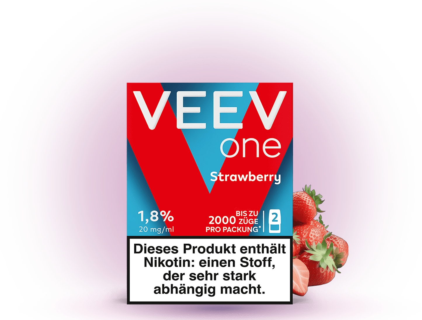 VEEV One Pods Strawberry – Pods für VEEV E-Zigaretten mit fruchtigem Erdbeer-Geschmack und 20 mg/ml Nikotin.