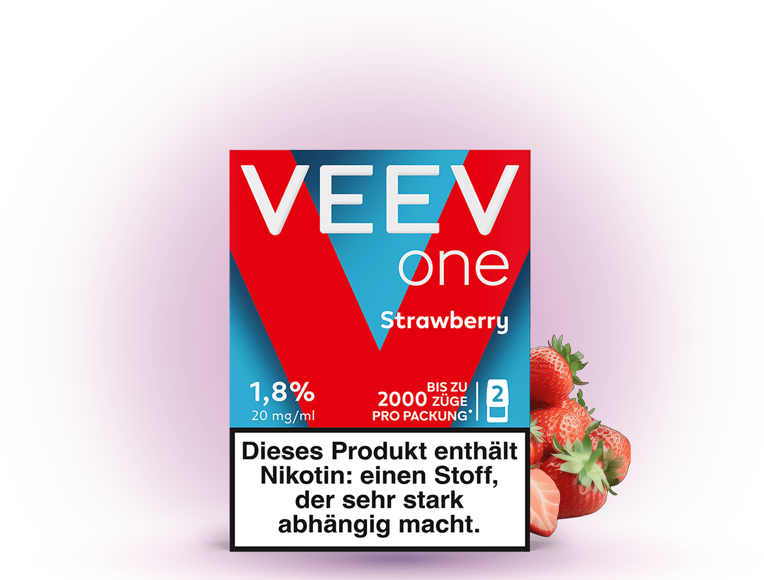 VEEV One Pods Strawberry – Pods für VEEV E-Zigaretten mit fruchtigem Erdbeer-Geschmack und 20 mg/ml Nikotin.