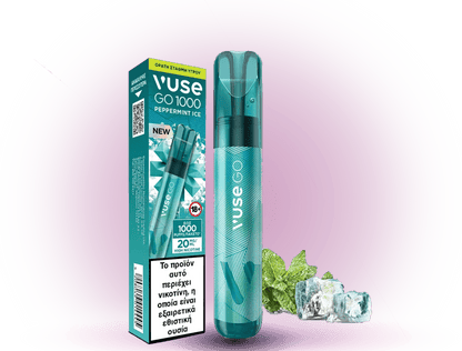 Vuse Go 1000 Peppermint Ice – Einweg E-Zigarette mit 1000 Zügen, erfrischendem Pfefferminz-Eis-Geschmack und 20 mg/ml Nikotin.