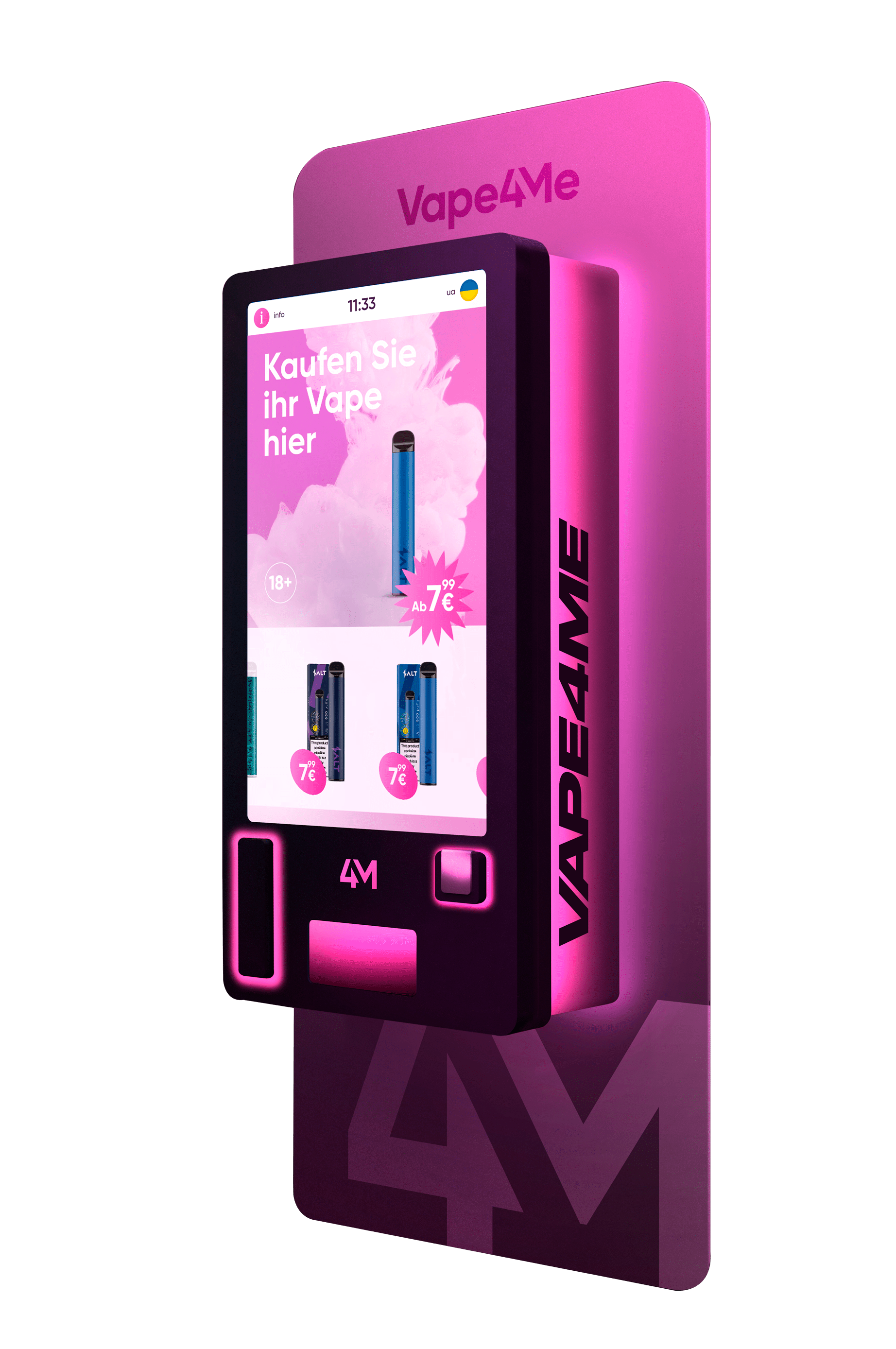 Vape4ME Vending Machine – Verkaufsautomat für E-Zigaretten und Zubehör, bequem und einfach zu nutzen.