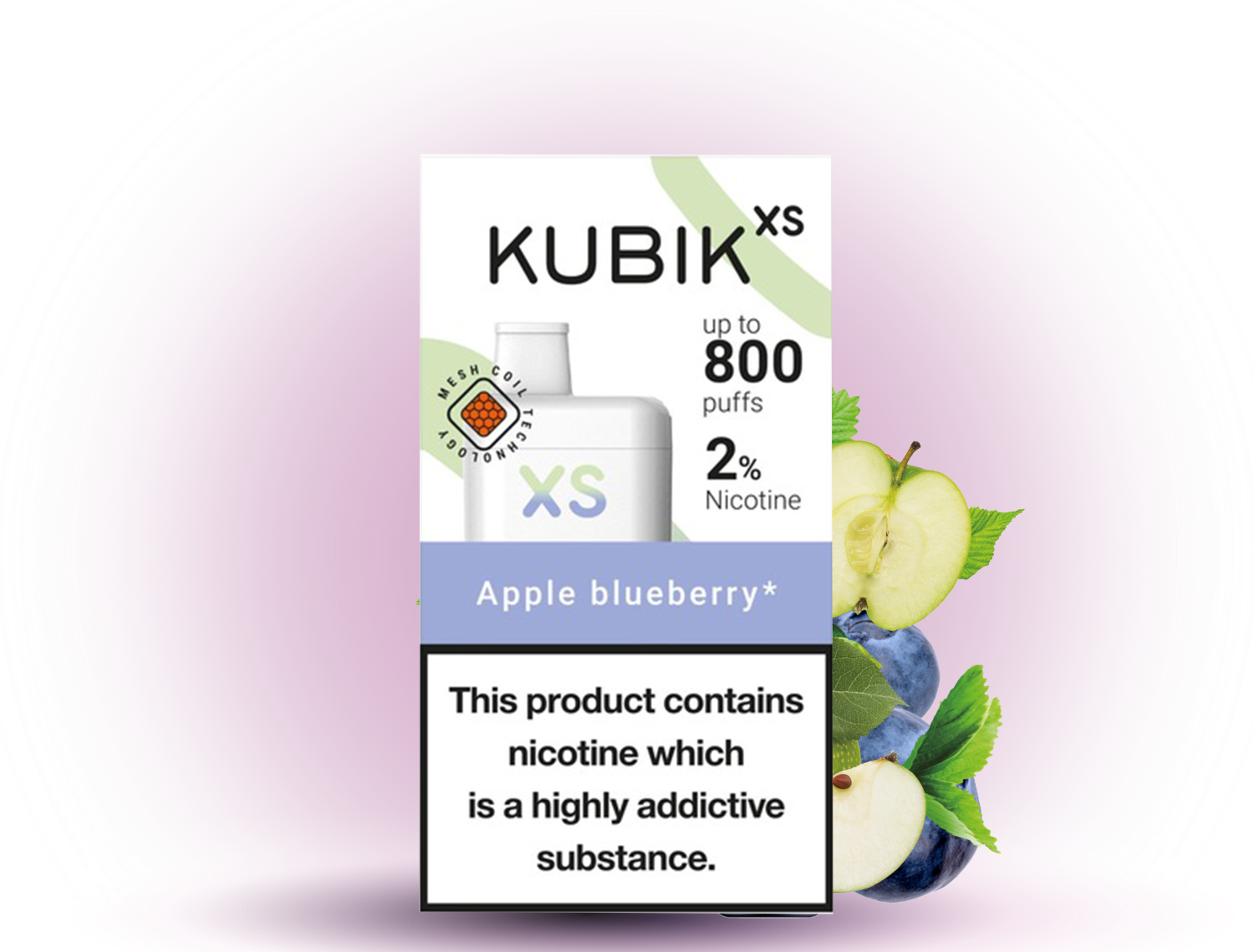 KUBIK XS 800 Apple Blueberry – 800 Züge, Einweg-E-Zigarette, 20mg