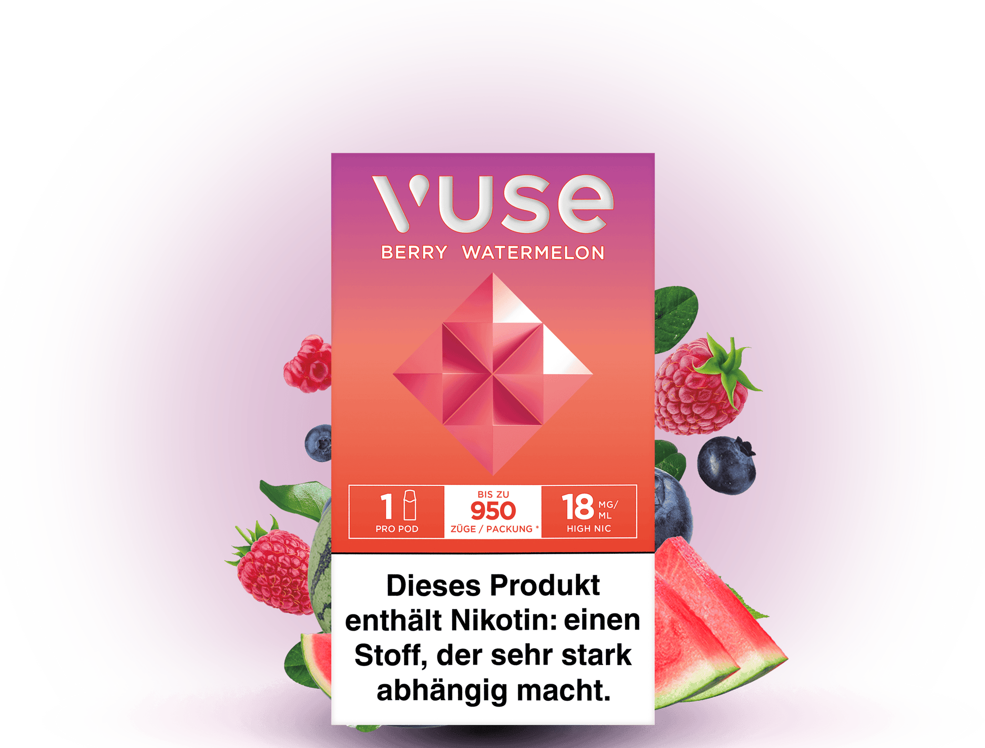 Vuse Caps Berry Watermelon 18mg – Aromakapseln mit fruchtigem Beeren-Wassermelonen-Geschmack und 18 mg/ml Nikotin für Vuse E-Zigaretten.