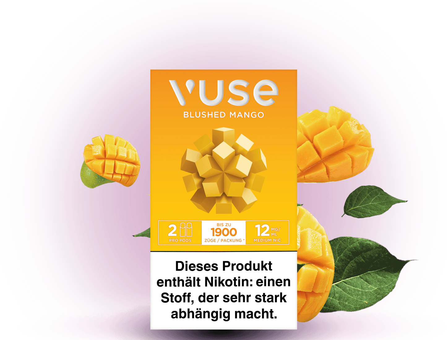 Vuse Caps Blushed Mango 12mg – Aromakapseln mit exotischem Mangogeschmack und 12 mg/ml Nikotin für Vuse E-Zigaretten.