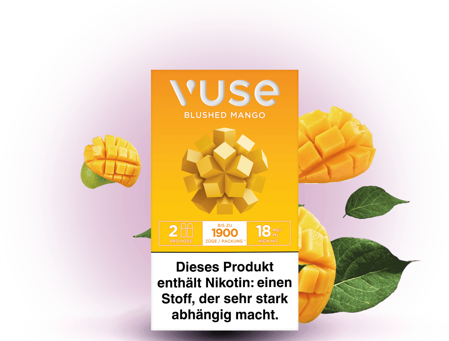 Vuse Caps Blushed Mango 18mg – Aromakapseln mit exotischem Mangogeschmack und 18 mg/ml Nikotin für Vuse E-Zigaretten.