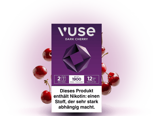 Vuse Caps Dark Cherry 12mg – Aromakapseln mit intensivem Dunkelkirsch-Geschmack und 12 mg/ml Nikotin für Vuse E-Zigaretten.