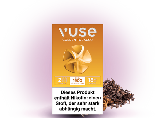 Vuse Caps Golden Tobacco 18mg – Aromakapseln mit mildem Tabakgeschmack und 18 mg/ml Nikotin für Vuse E-Zigaretten.