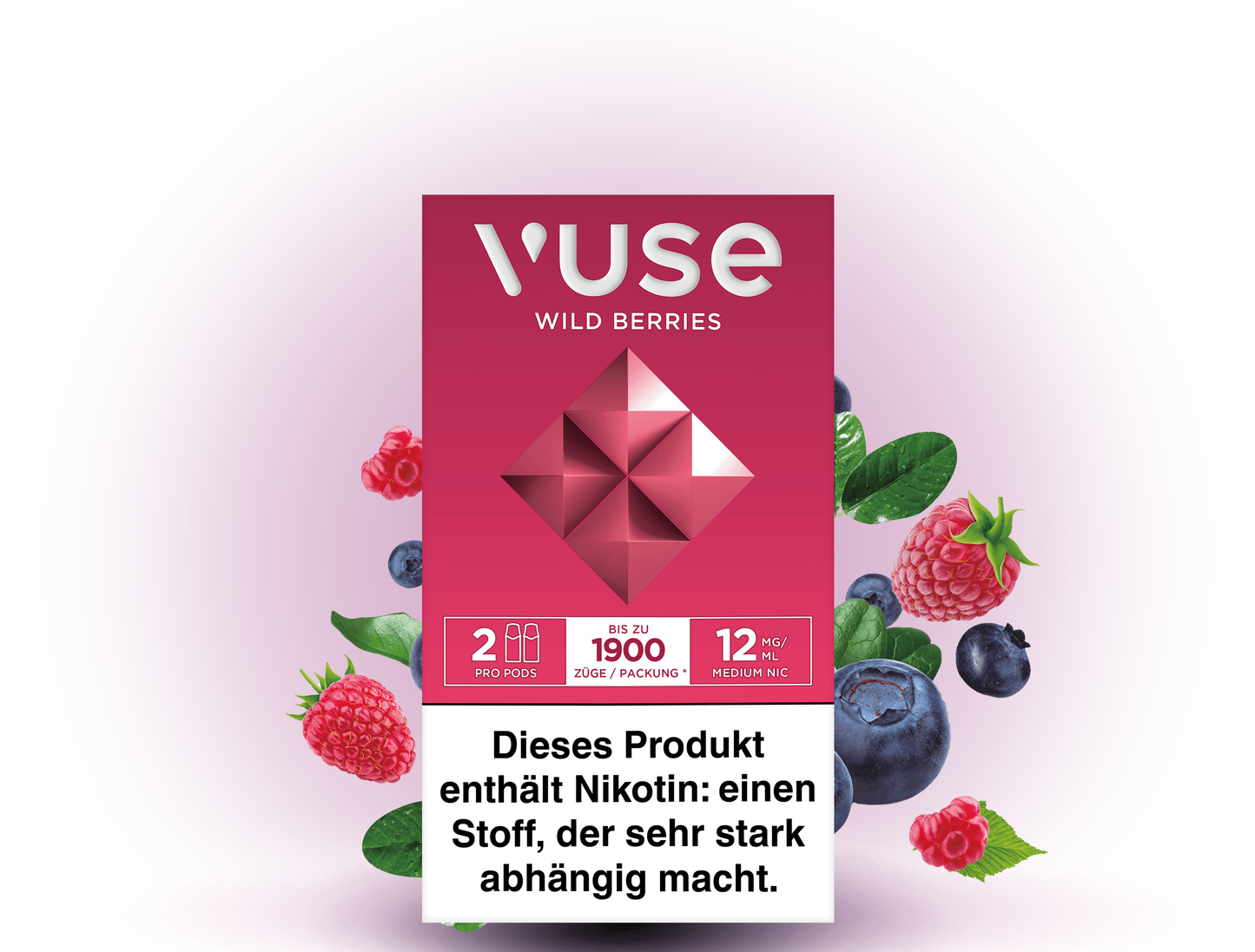 Vuse Caps Wild Berries 12mg – Aromakapseln mit wildem Beerengeschmack und 12 mg/ml Nikotin für Vuse E-Zigaretten.