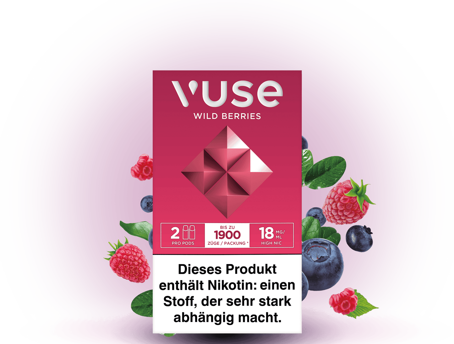 Vuse Caps Wild Berries 18mg – Aromakapseln mit wildem Beerengeschmack und 18 mg/ml Nikotin für Vuse E-Zigaretten.