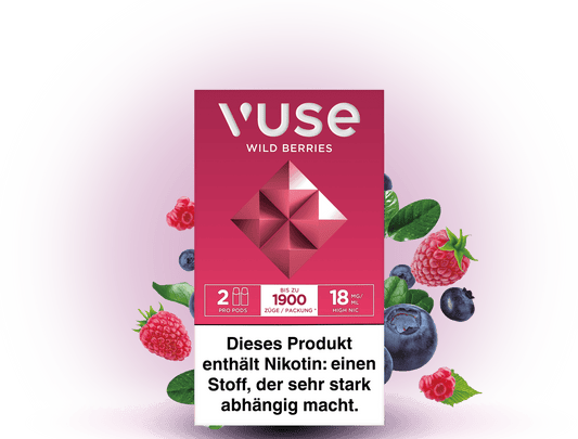 Vuse Caps Wild Berries 18mg – Aromakapseln mit wildem Beerengeschmack und 18 mg/ml Nikotin für Vuse E-Zigaretten.