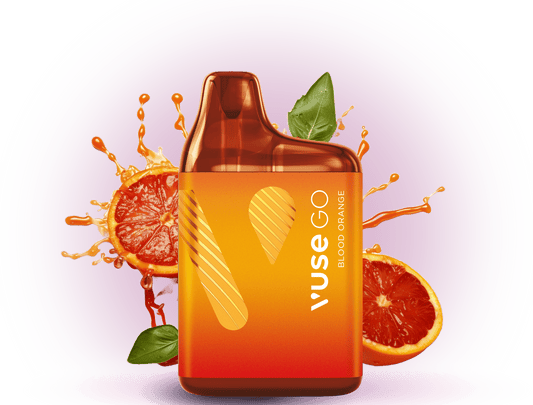 Vuse Go 800 Blood Orange – Einweg E-Zigarette mit 800 Zügen, intensivem Blutorangen-Geschmack und 20 mg/ml Nikotin.