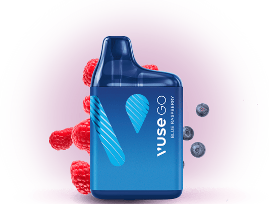 Vuse Go 800 Blue Raspberry – Einweg E-Zigarette mit 800 Zügen, süß-saurem Blaubeer-Himbeer-Geschmack und 20 mg/ml Nikotin.